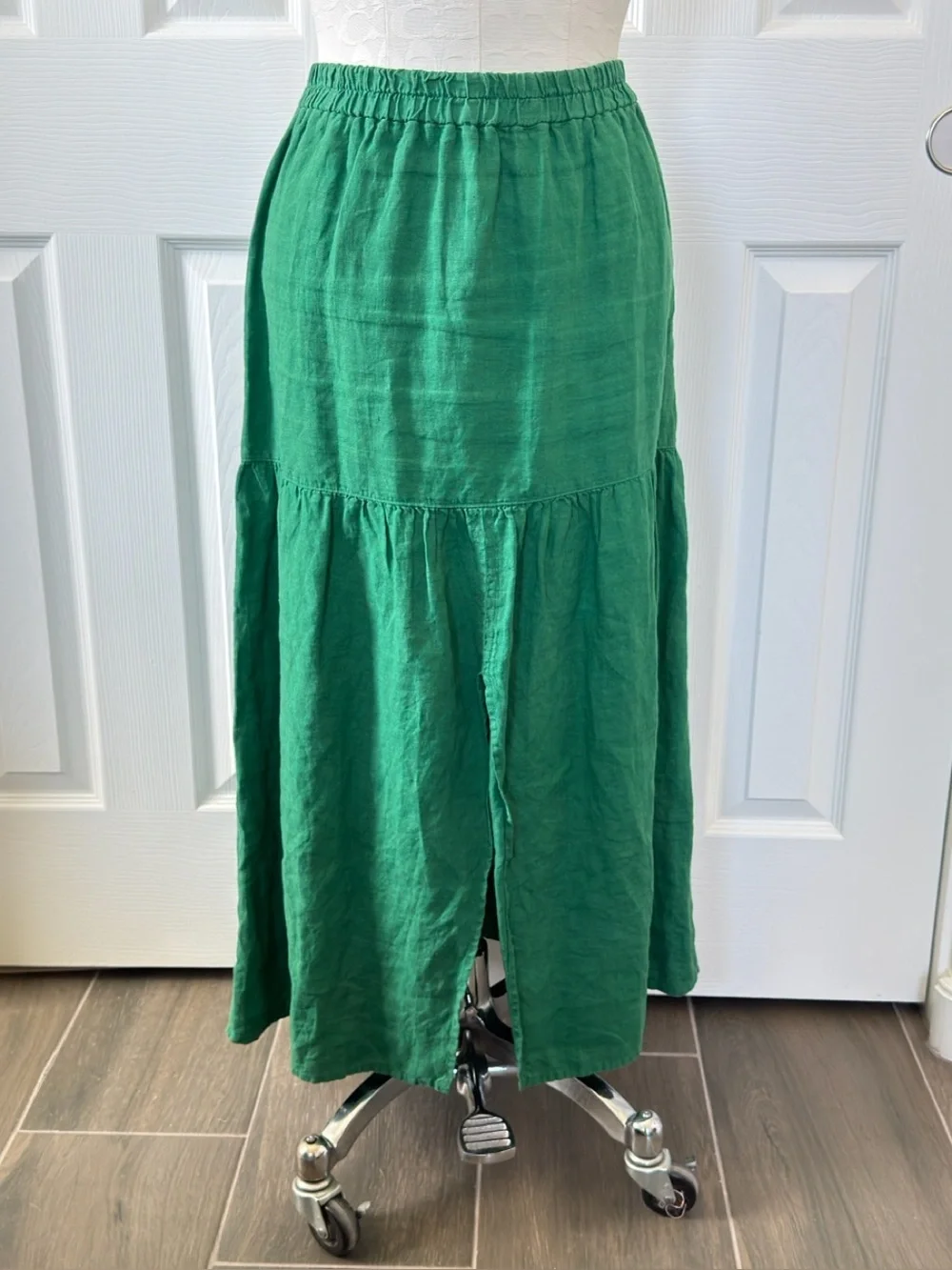 NATION LTD Esmeralda Skirt 100% Linen in Verdant Green Size L